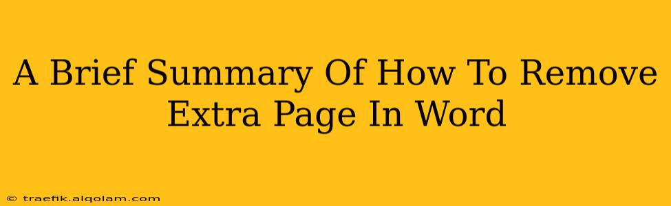 A Brief Summary Of How To Remove Extra Page In Word