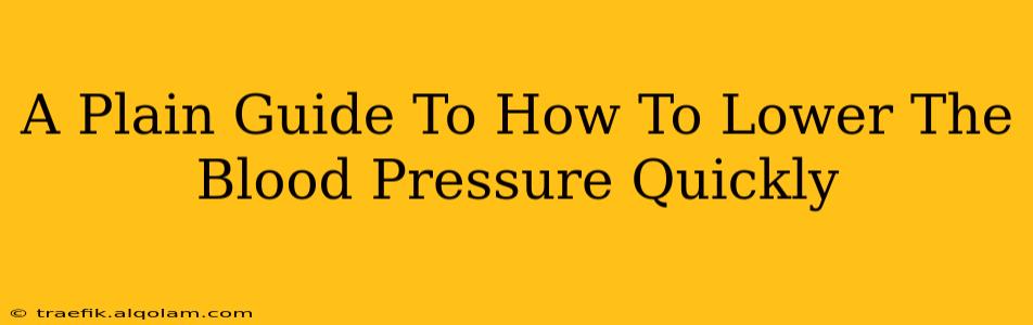 A Plain Guide To How To Lower The Blood Pressure Quickly