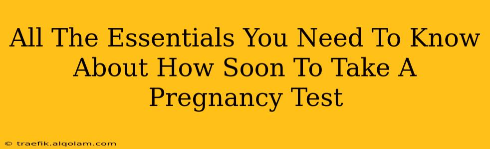 All The Essentials You Need To Know About How Soon To Take A Pregnancy Test