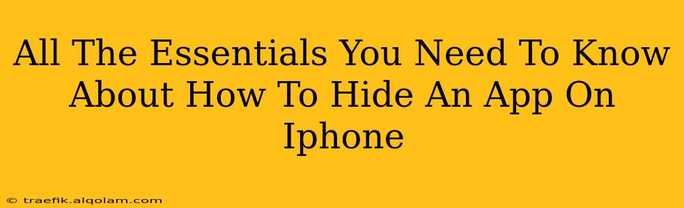 All The Essentials You Need To Know About How To Hide An App On Iphone