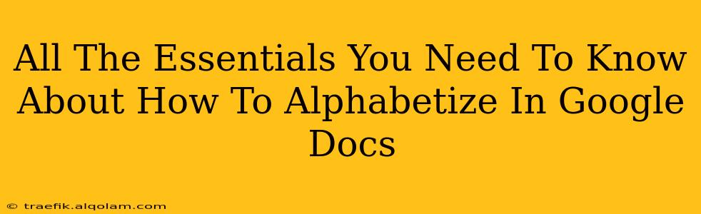 All The Essentials You Need To Know About How To Alphabetize In Google Docs