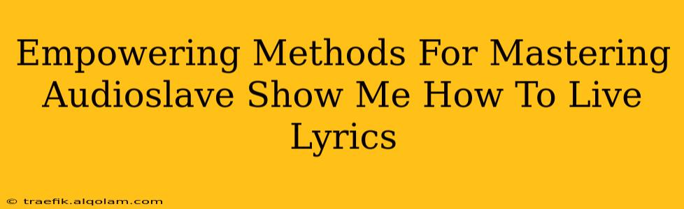 Empowering Methods For Mastering Audioslave Show Me How To Live Lyrics