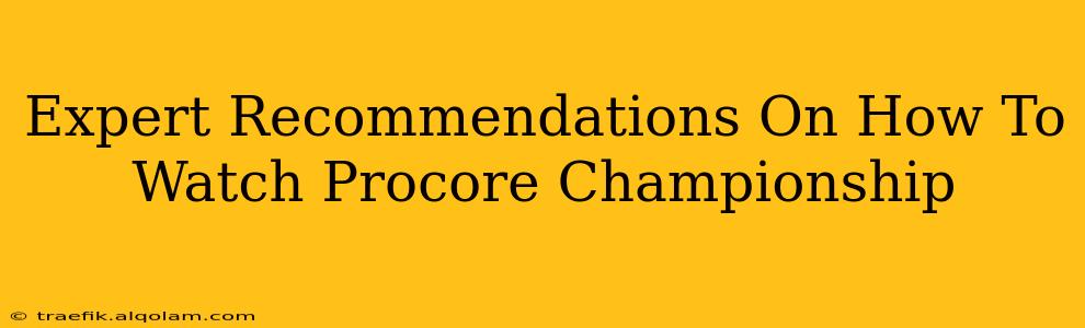 Expert Recommendations On How To Watch Procore Championship