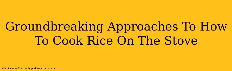 Groundbreaking Approaches To How To Cook Rice On The Stove