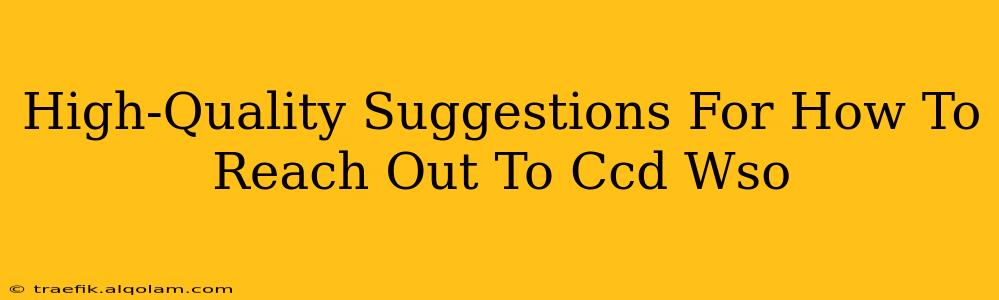 High-Quality Suggestions For How To Reach Out To Ccd Wso