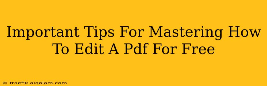 Important Tips For Mastering How To Edit A Pdf For Free