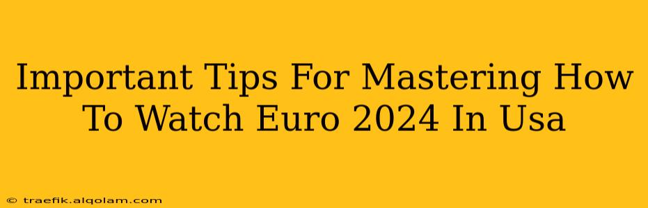 Important Tips For Mastering How To Watch Euro 2024 In Usa