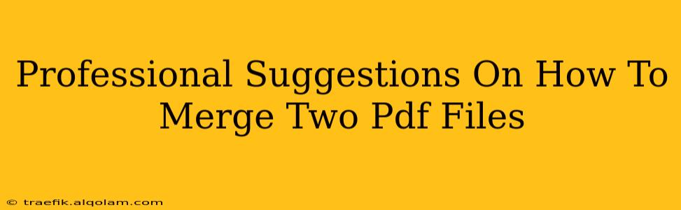 Professional Suggestions On How To Merge Two Pdf Files