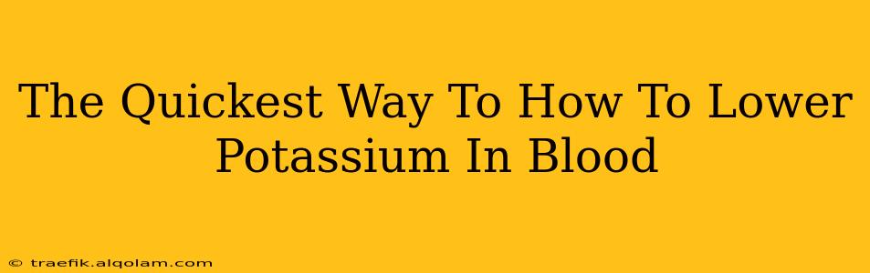 The Quickest Way To How To Lower Potassium In Blood