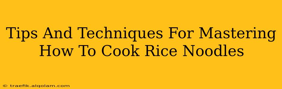 Tips And Techniques For Mastering How To Cook Rice Noodles