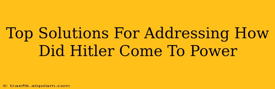 Top Solutions For Addressing How Did Hitler Come To Power