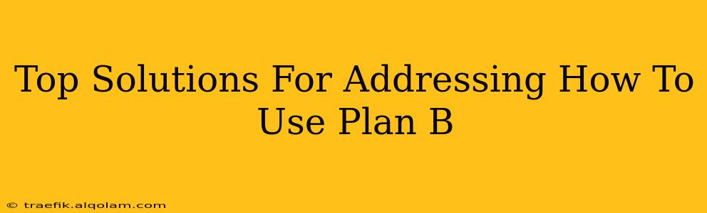 Top Solutions For Addressing How To Use Plan B