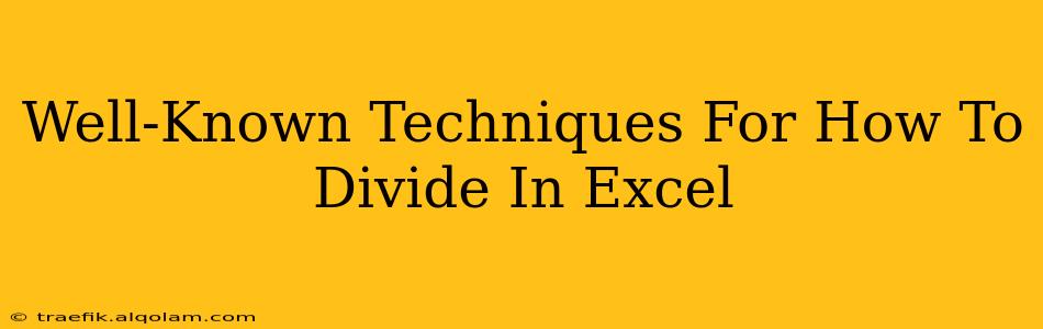 Well-Known Techniques For How To Divide In Excel